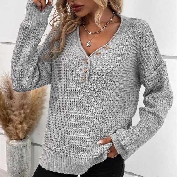 Grey Casual Womens Sweater - Picture 5 of 5